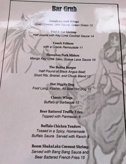 Mojoes Sports Bar menu - Key West Bar Hop #343